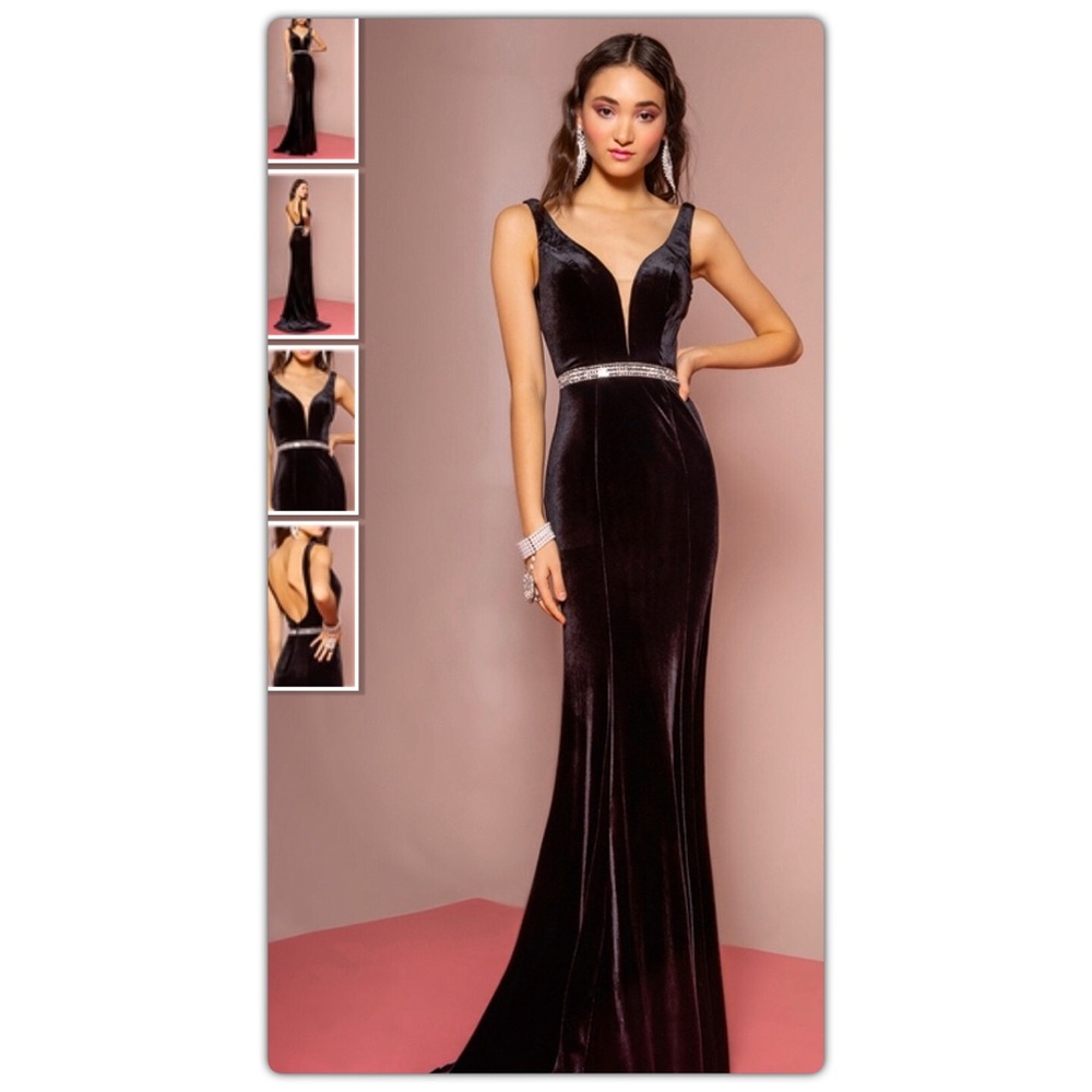 Black velvet gown, size small
